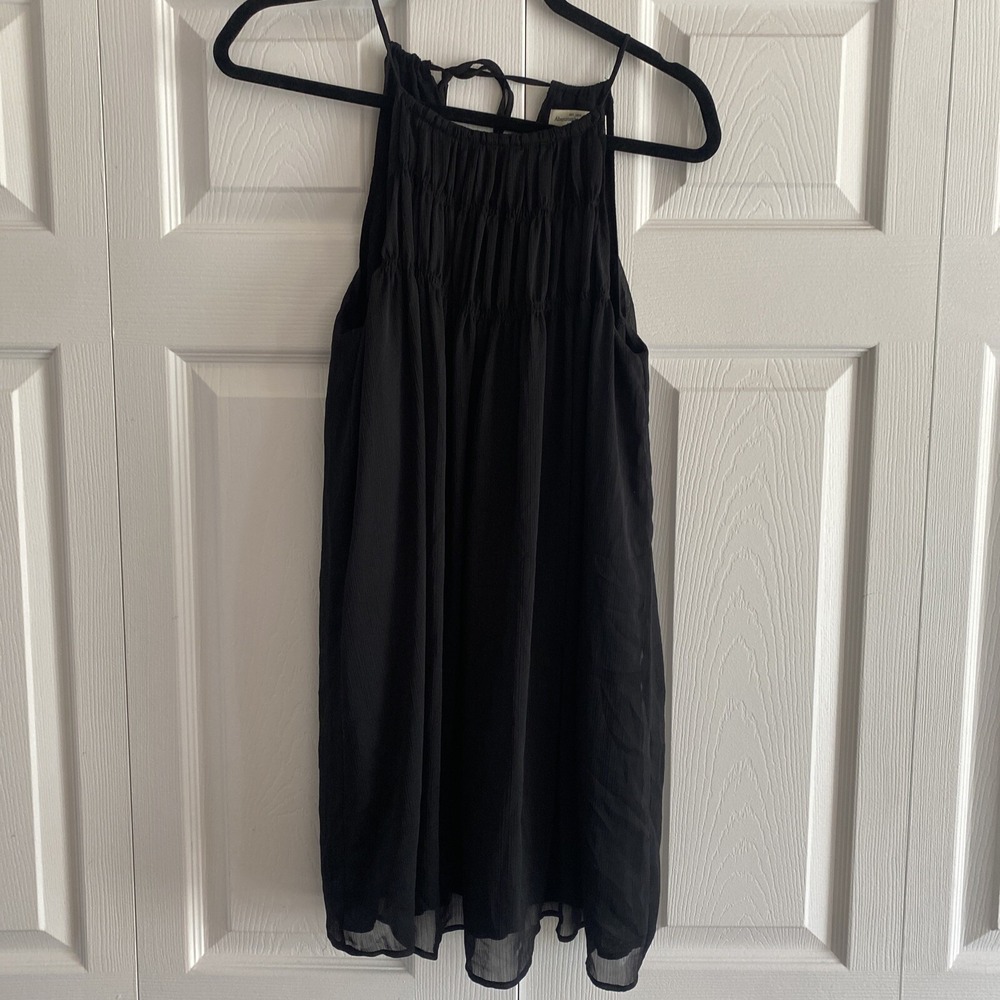 Abercrombie & Fitch Smocked Halter Mini Dress Womens‎ Size XS Black Chiffon Boho